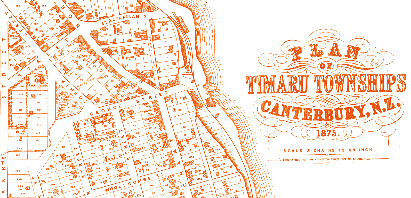 Map of Timaru from 1873